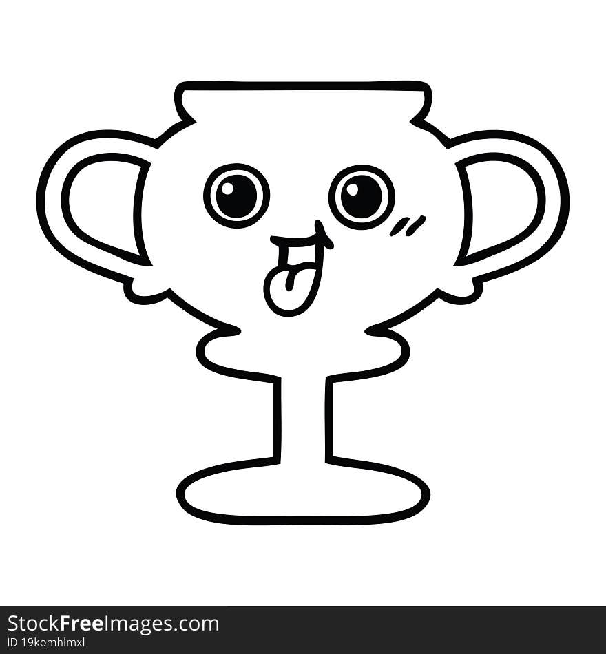 line drawing cartoon of a trophy. line drawing cartoon of a trophy