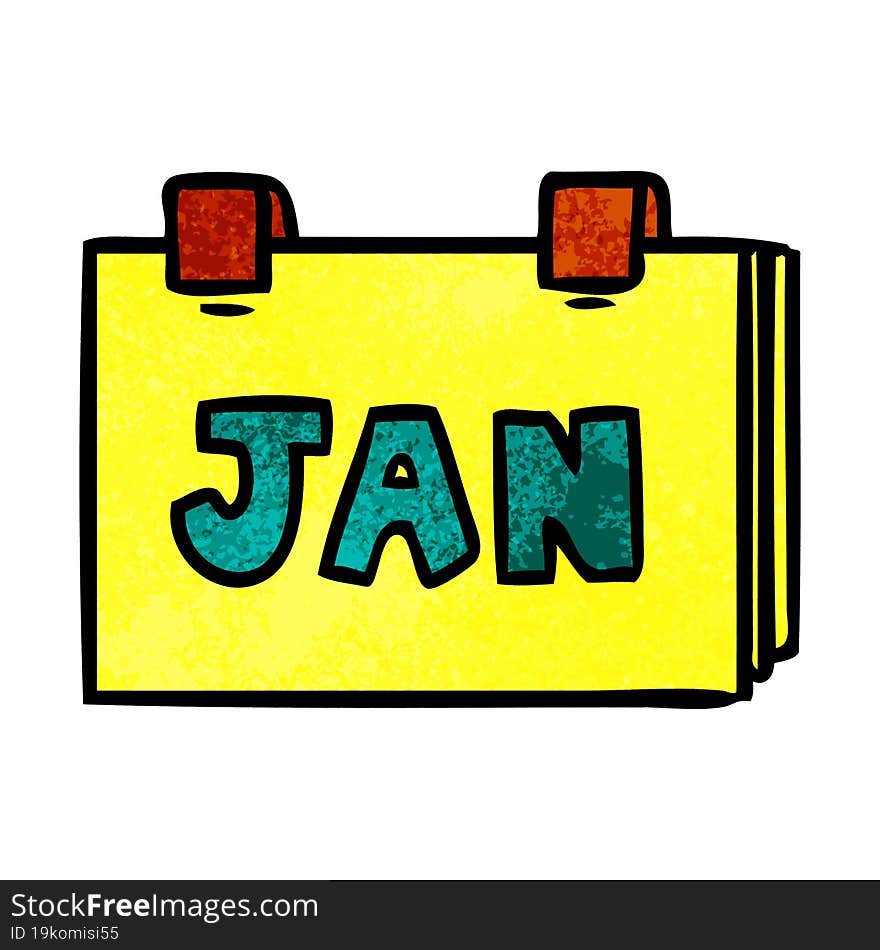 textured cartoon doodle of a calendar with jan