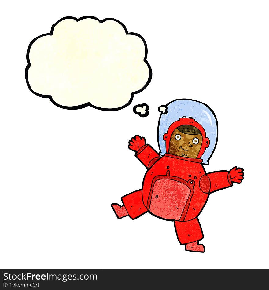 cartoon astronaut with thought bubble