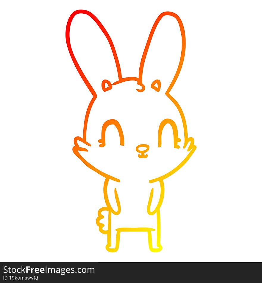 Warm Gradient Line Drawing Cute Cartoon Rabbit