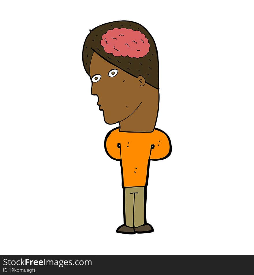 cartoon man with big brain