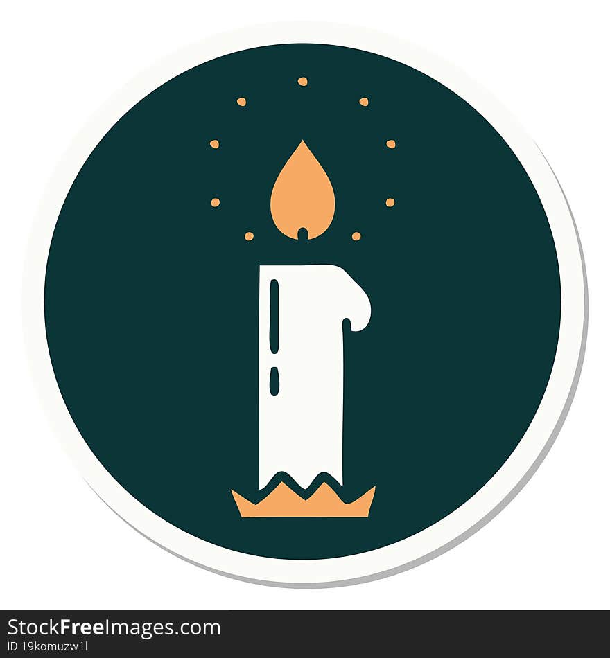 tattoo style sticker of a candle