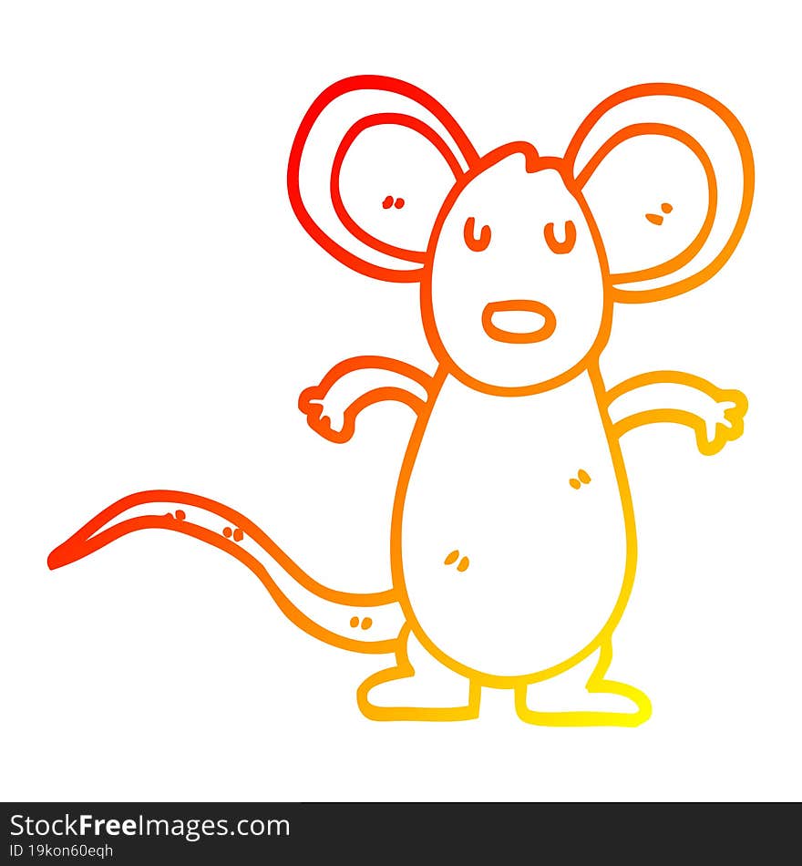 warm gradient line drawing of a cartoon mouse rat