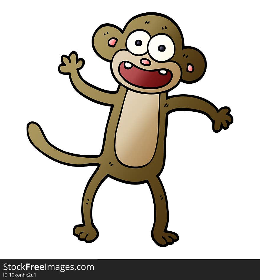 cartoon doodle waving monkey