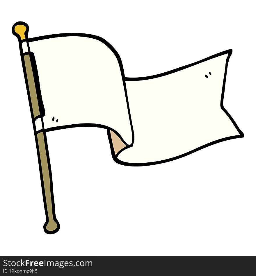 Cartoon Doodle White Flag Waving