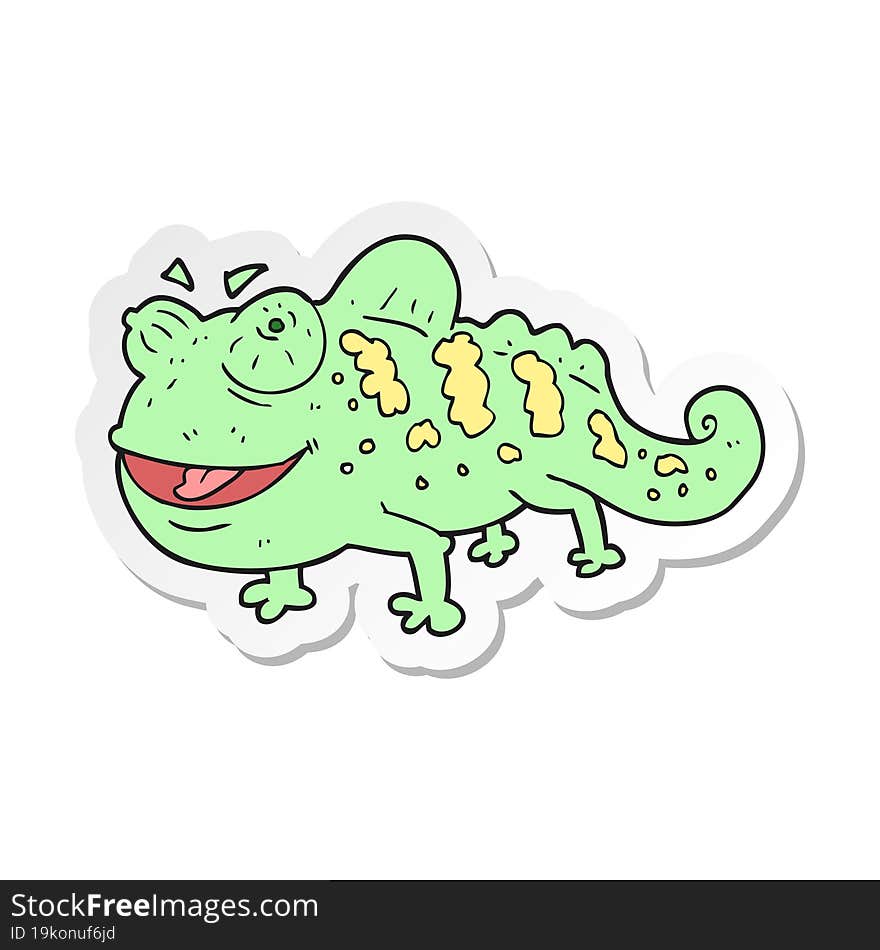 sticker of a cartoon chameleon