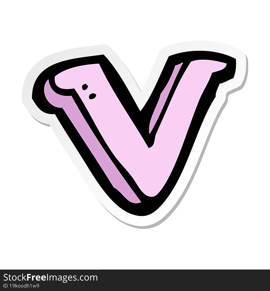 sticker of a cartoon letter V