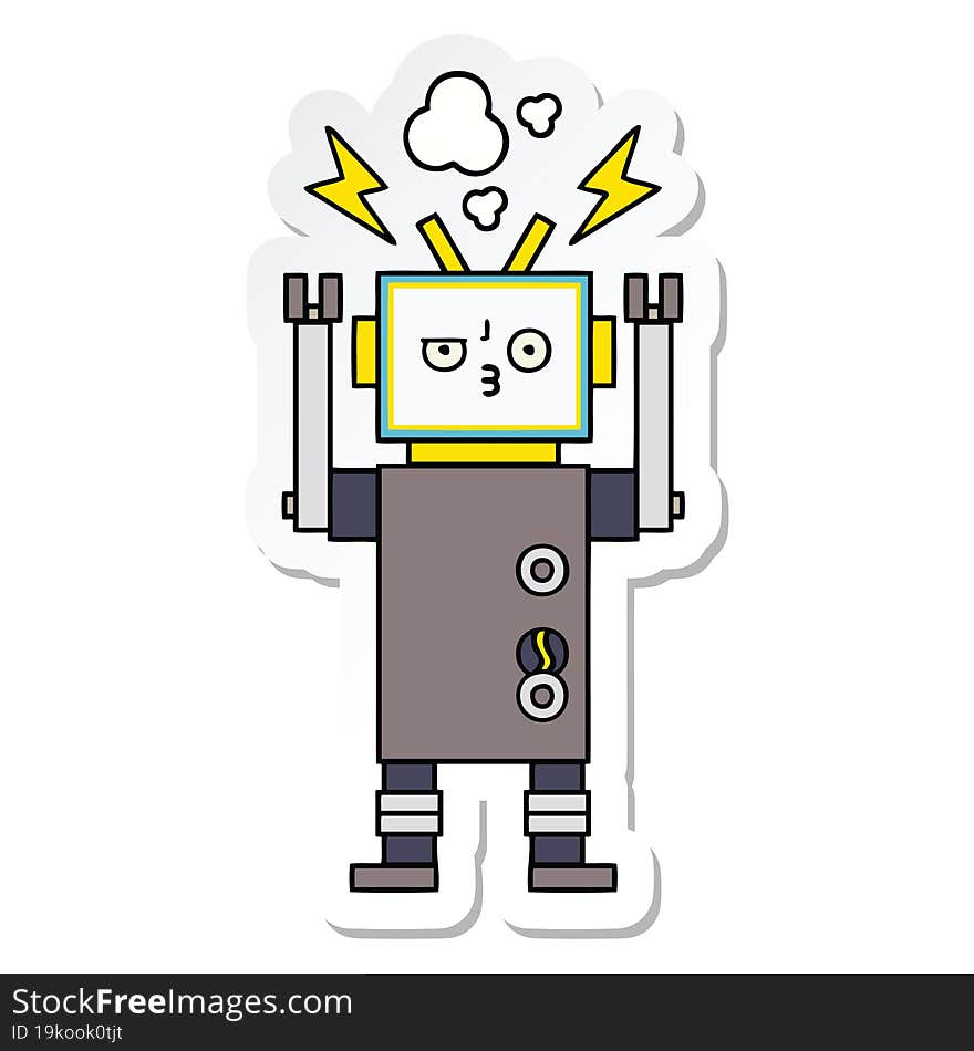 Sticker Of A Cute Cartoon Robot