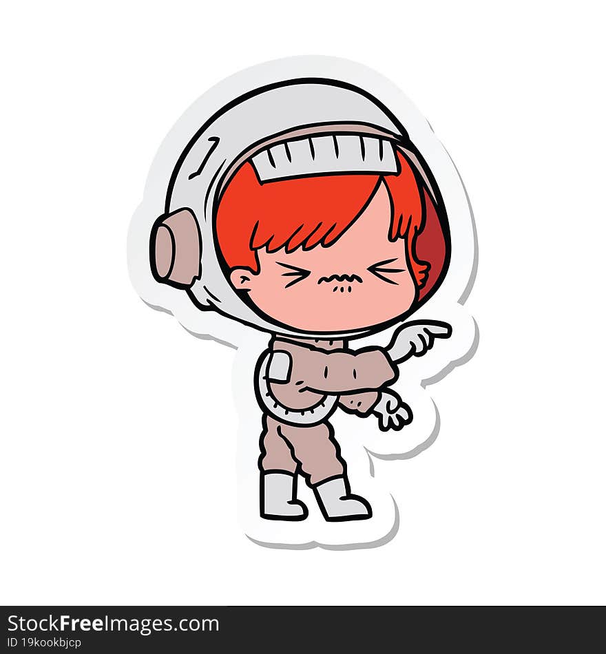 sticker of a angry cartoon space girl