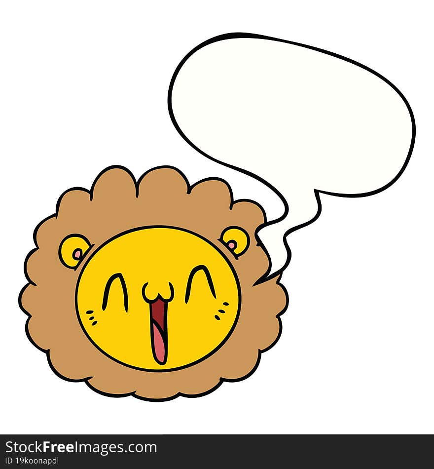 cartoon lion face and speech bubble