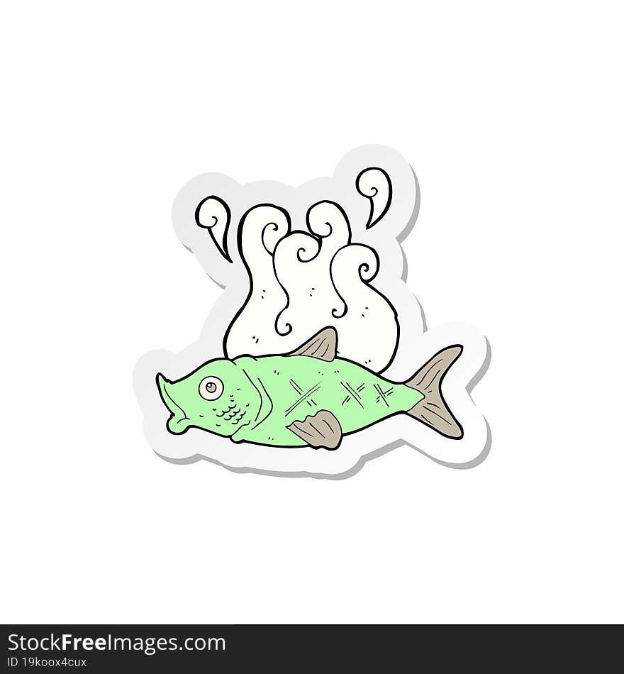 sticker of a cartoon smelly fish