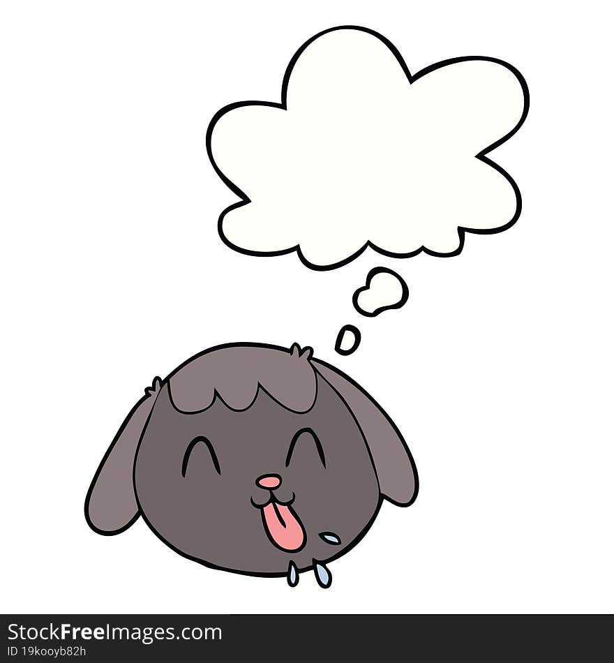 cartoon dog face with thought bubble. cartoon dog face with thought bubble