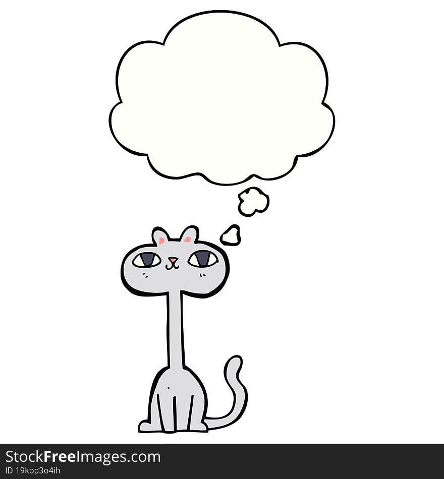 Cartoon Cat And Thought Bubble