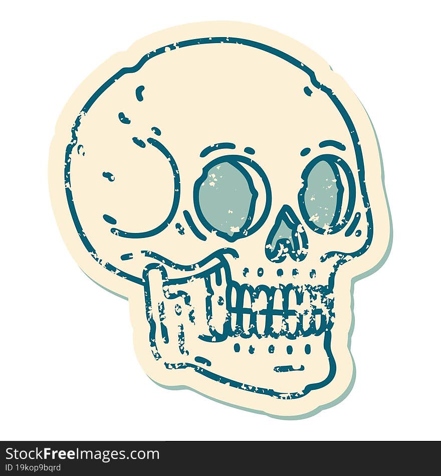 distressed sticker tattoo style icon of a skull