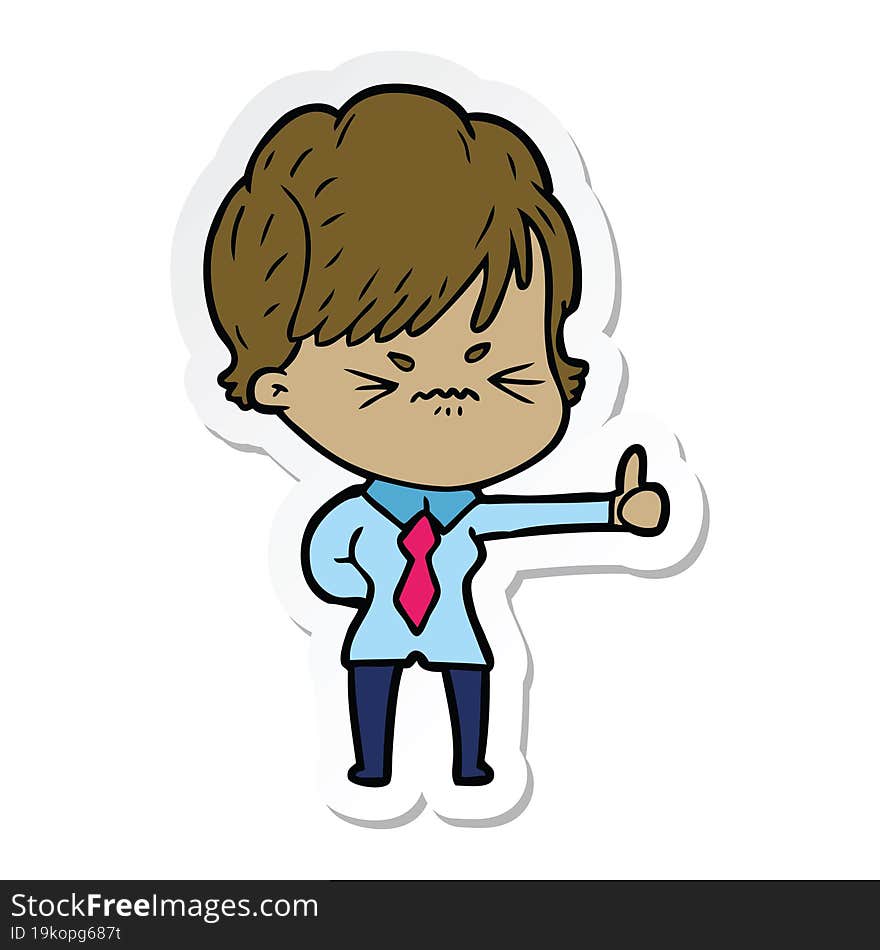 Sticker Of A Cartoon Frustrated Woman