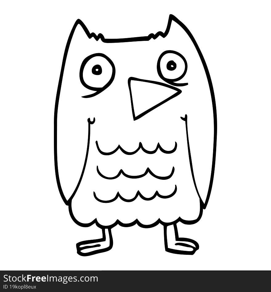 funny line drawing cartoon owl