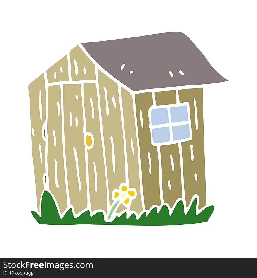 Cartoon Doodle Wooden Shed