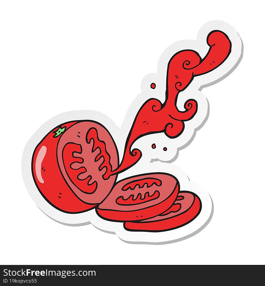 Sticker Of A Cartoon Sliced Tomato