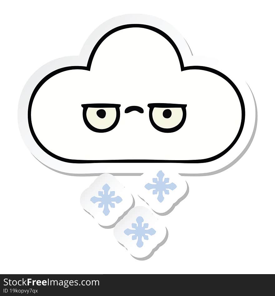 Sticker Of A Cute Cartoon Snow Cloud