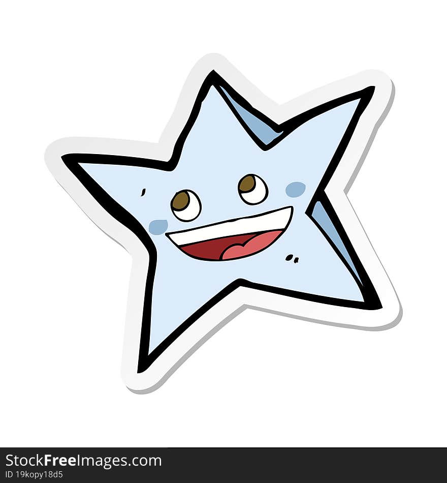 sticker of a cartoon happy star character