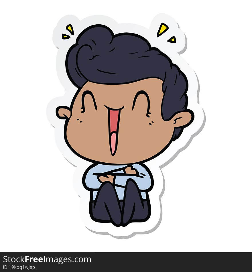 sticker of a cartoon excited man