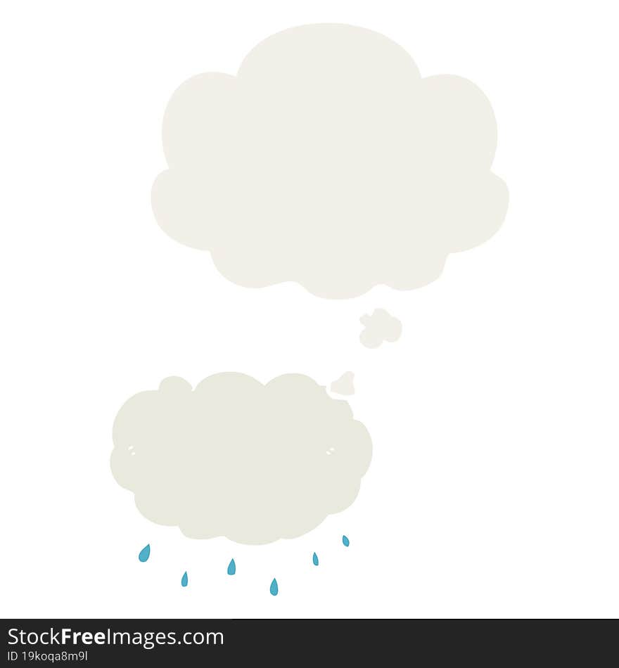 cartoon rain cloud and thought bubble in retro style