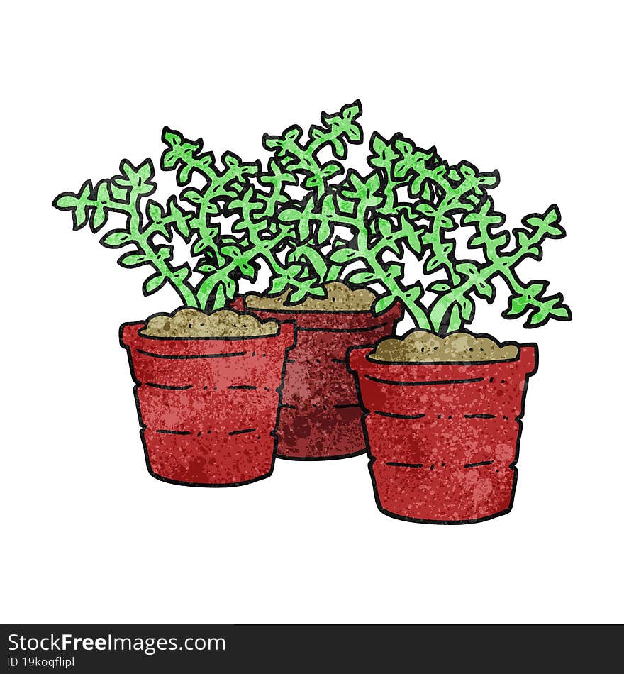 freehand drawn texture cartoon potted plants