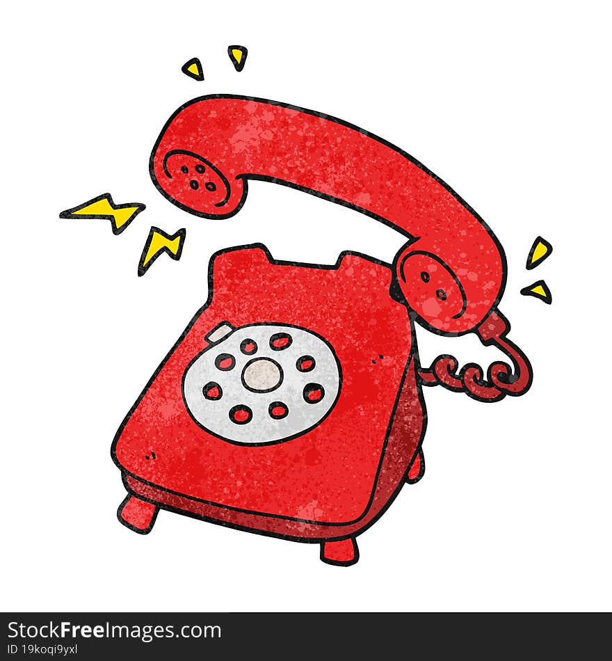 freehand drawn texture cartoon ringing telephone