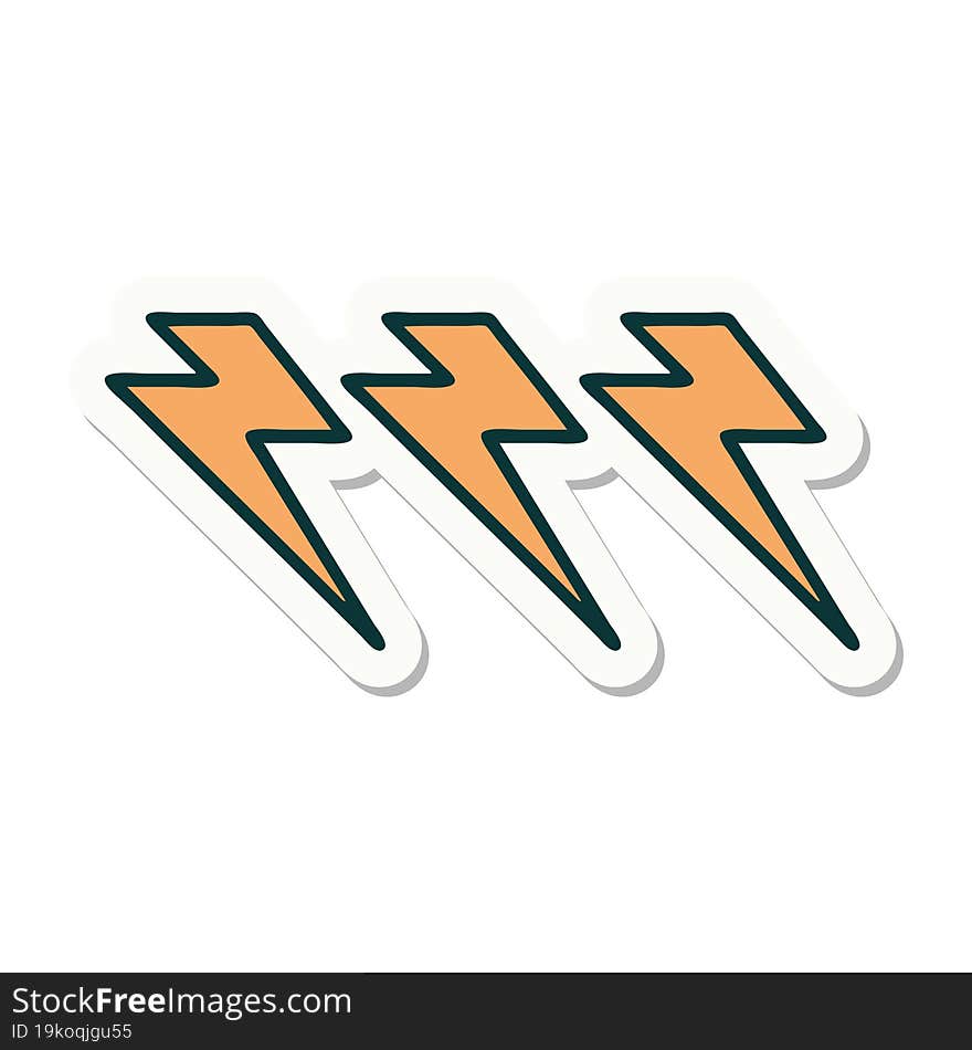 tattoo style sticker of lightning  bolts