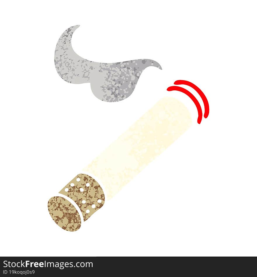 Retro Illustration Style Cartoon Cigarette Smoke