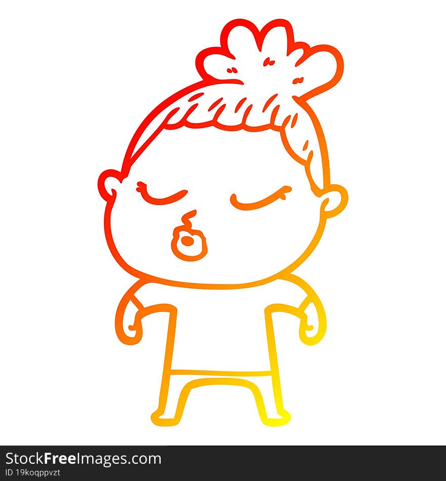 warm gradient line drawing cartoon calm woman