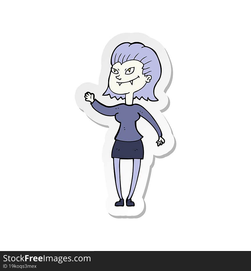 sticker of a cartoon vampire girl