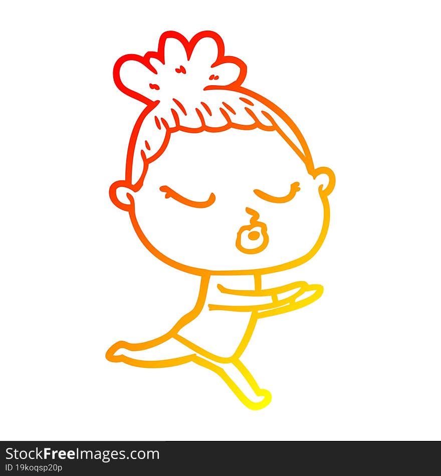 warm gradient line drawing cartoon calm woman