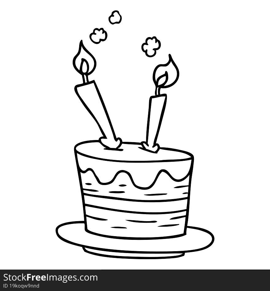 Line Drawing Doodle Of A Birthday Cake