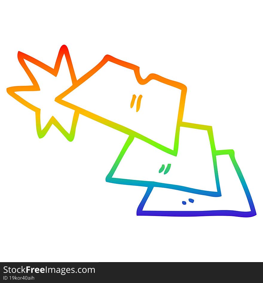 rainbow gradient line drawing of a cartoon shiny razorblades