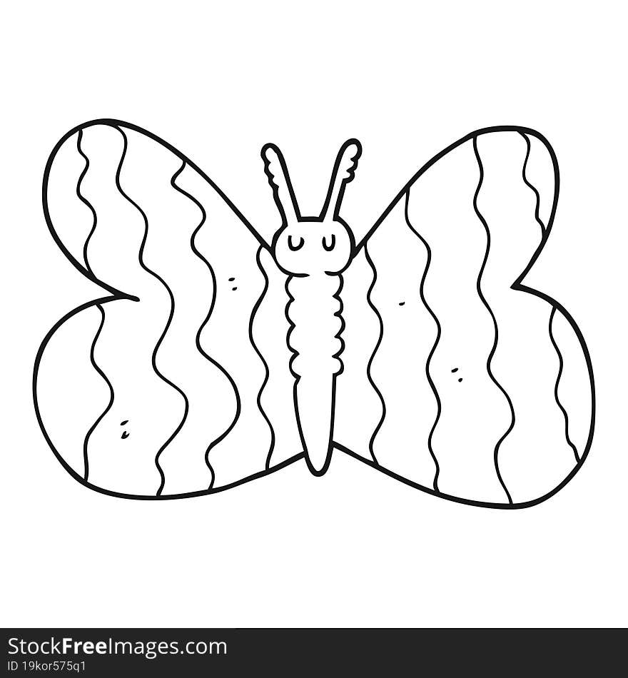 black and white cartoon butterfly