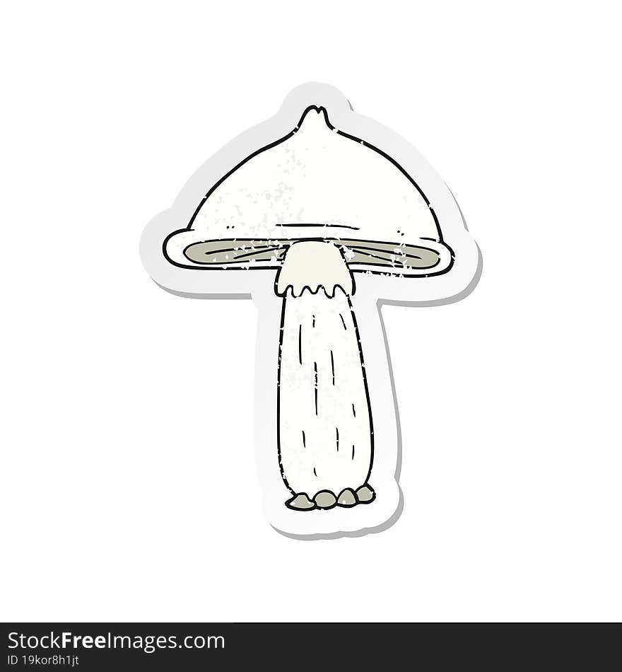 retro distressed sticker of a cartoon mushroom