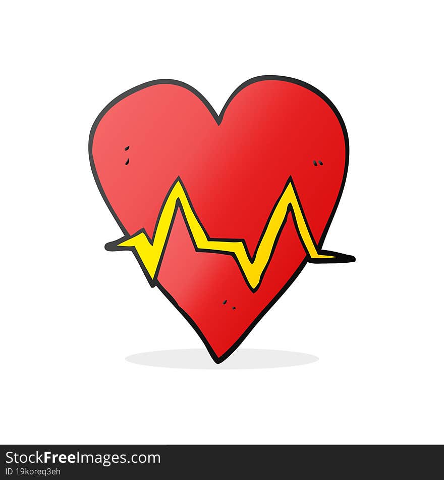 freehand drawn cartoon heart rate pulse symbol