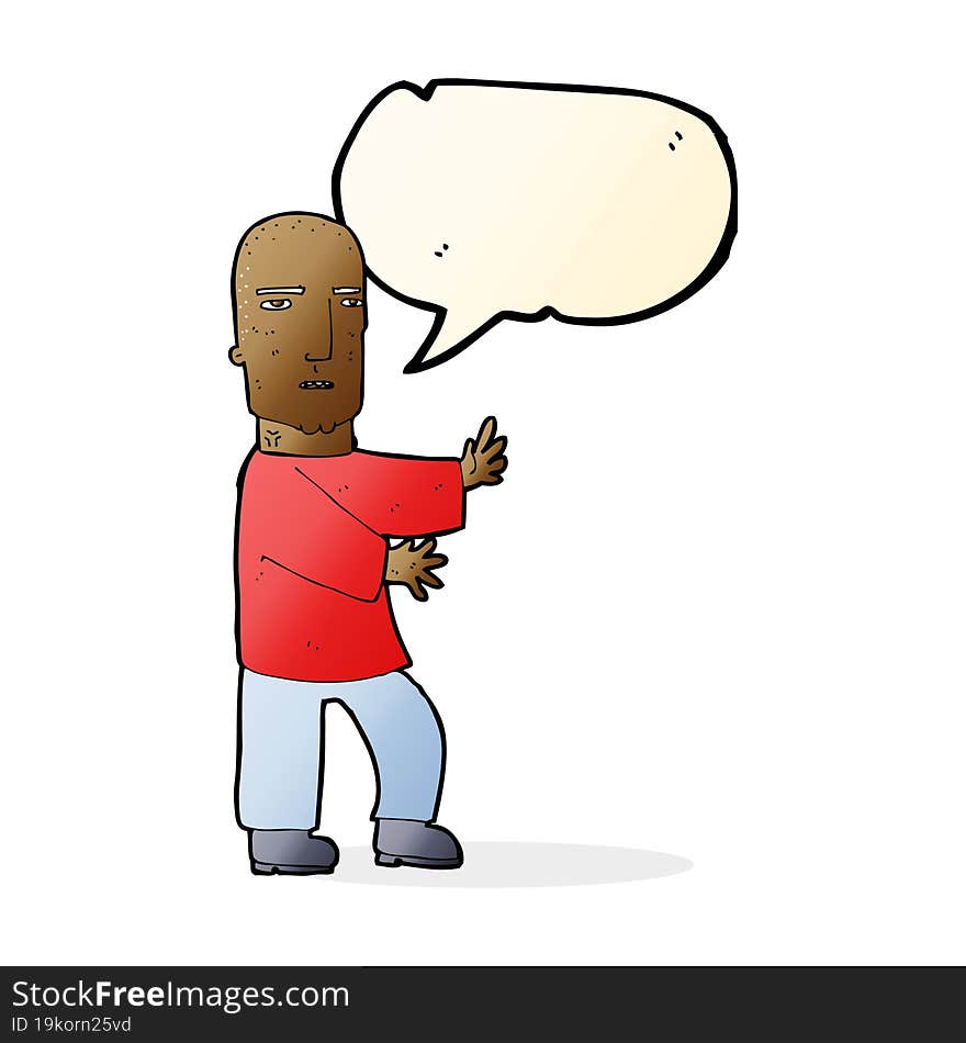 cartoon tough man  with speech bubble