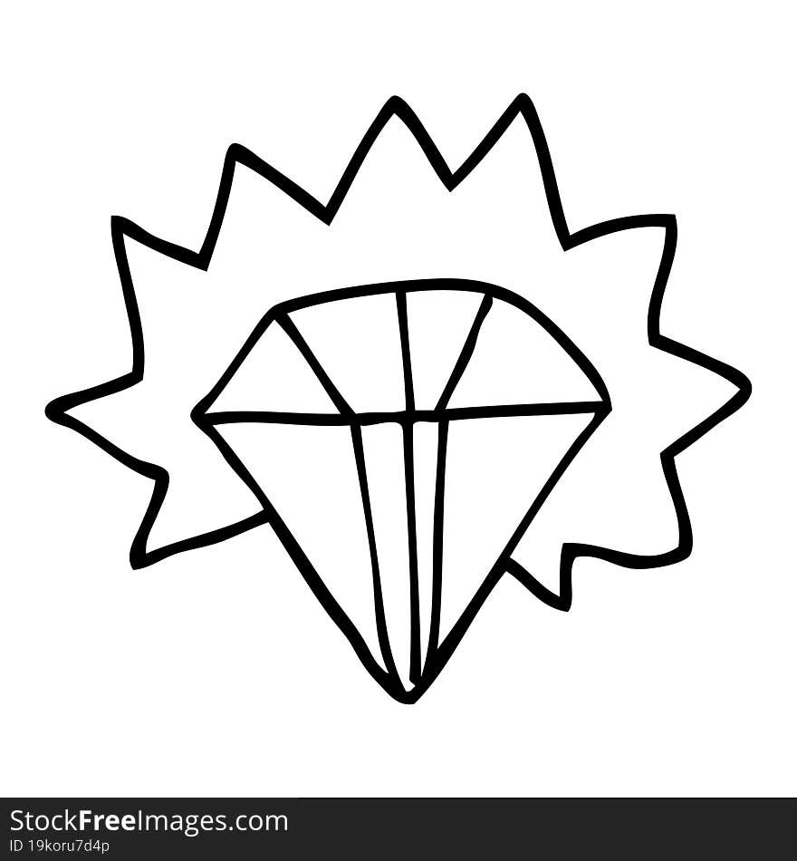 line drawing cartoon shining diamond