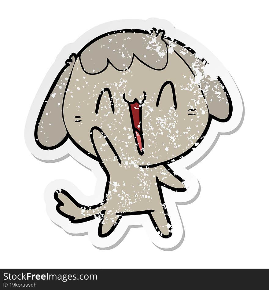 distressed sticker of a cute cartoon dog