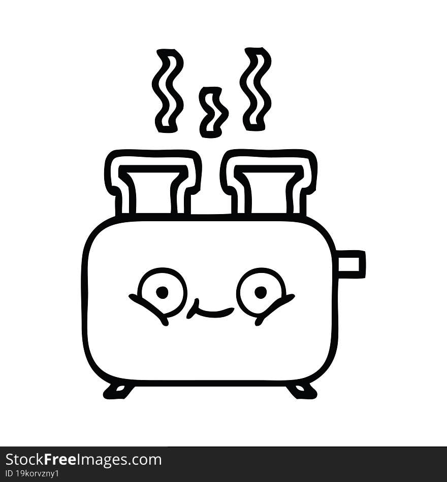 line drawing cartoon of a toaster