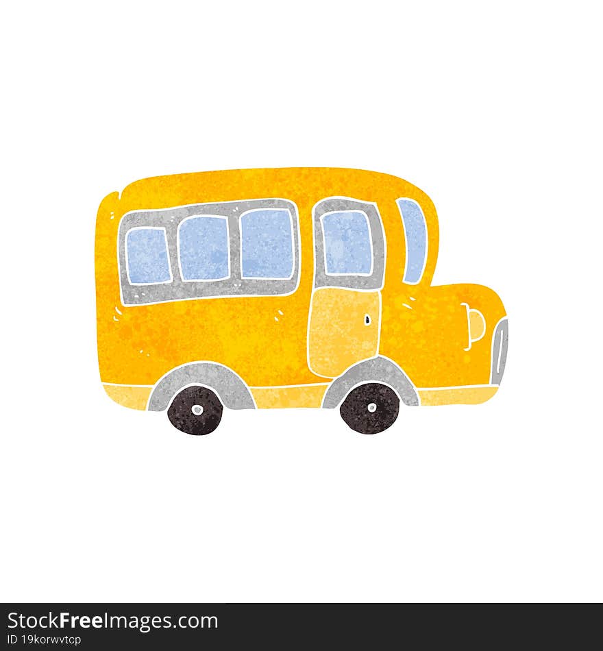 retro cartoon yellow school bus