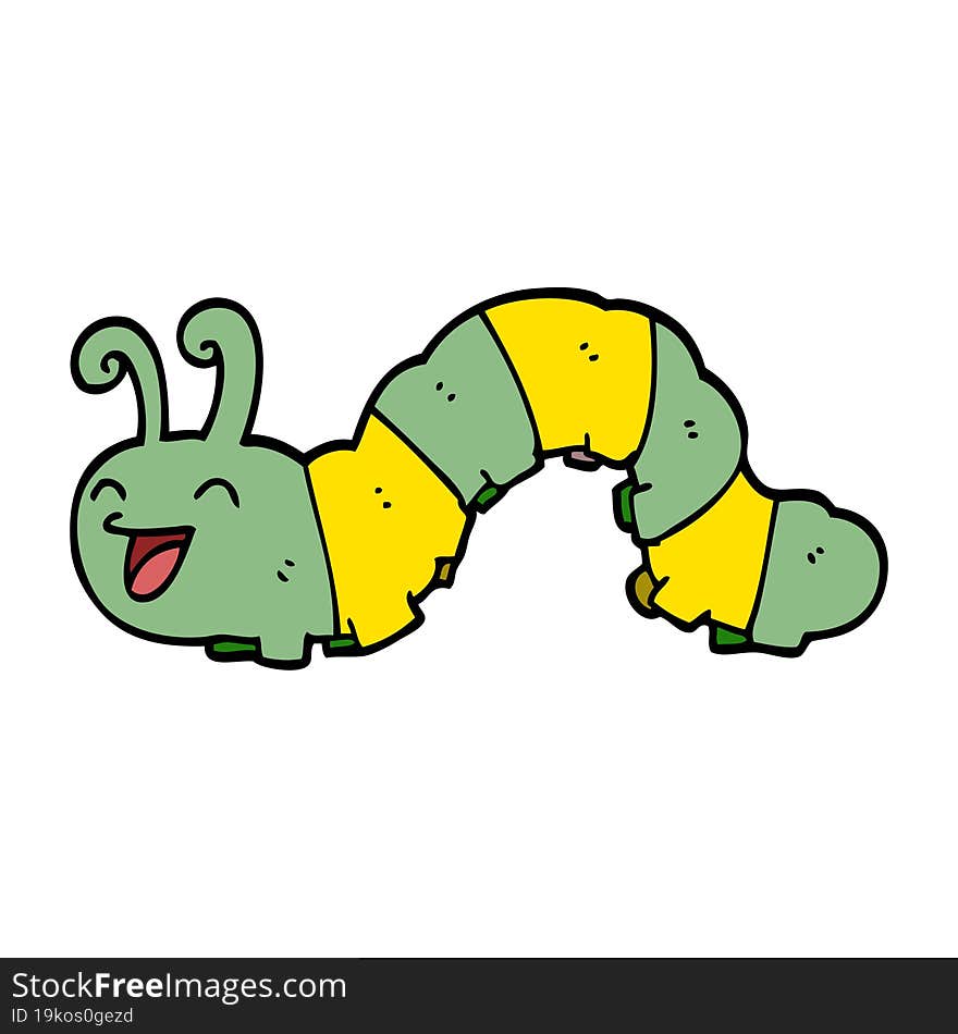 Cartoon Doodle Laughing Caterpillar