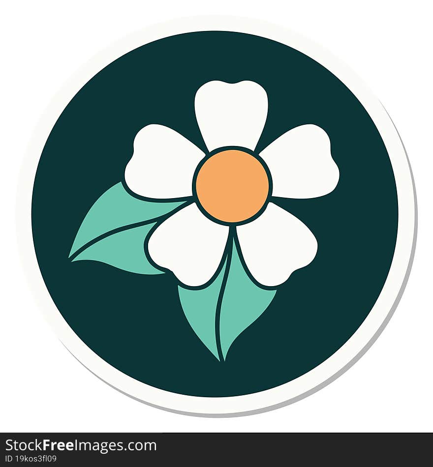 sticker of tattoo in traditional style of a flower. sticker of tattoo in traditional style of a flower