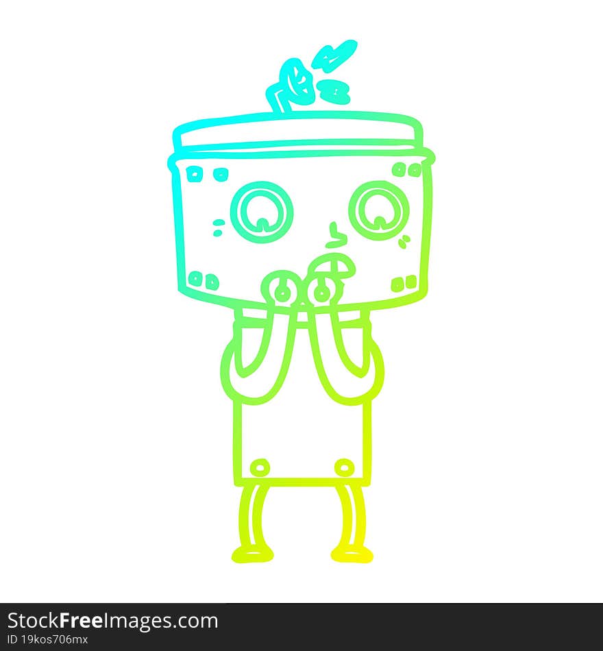 cold gradient line drawing nervous cartoon robot