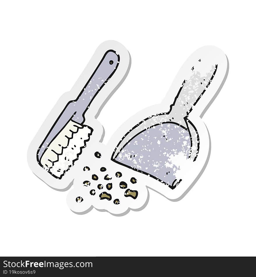 retro distressed sticker of a cartoon dustpan and brush