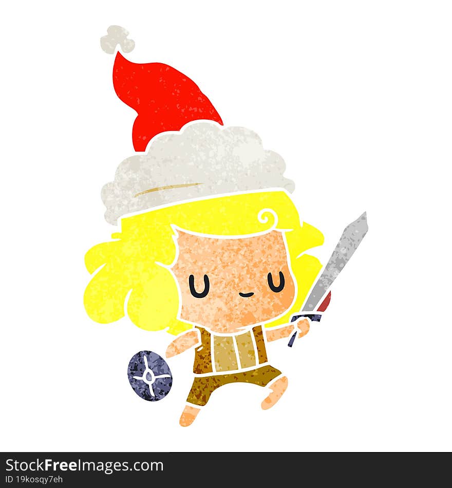 christmas retro cartoon of kawaii boy