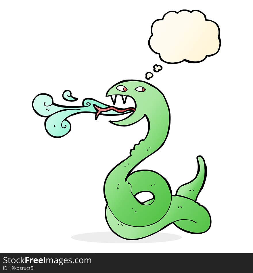 Cartoon Hissing Snake With Thought Bubble