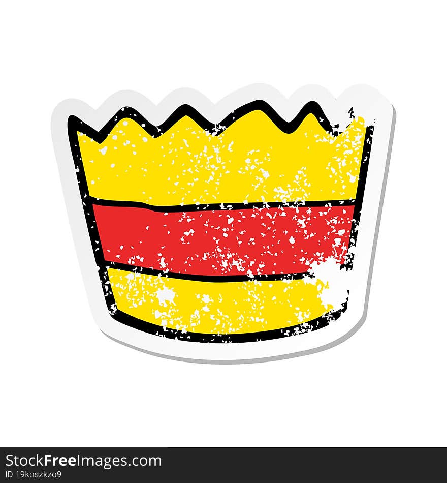 distressed sticker of a cartoon muffin pot